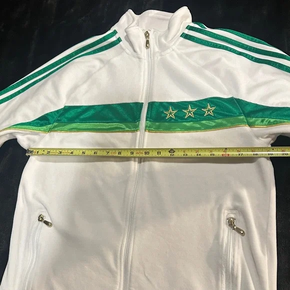 Adidas White gold and Green Track Jacket with gold hardware & Stars and zippers - Picture 2 of 10